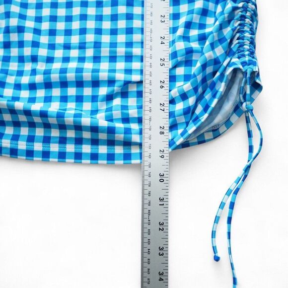 Draper James x Lands End Gingham Swim Tunic Rash Guard Shirt White Blue Women M - Picture 6 of 7